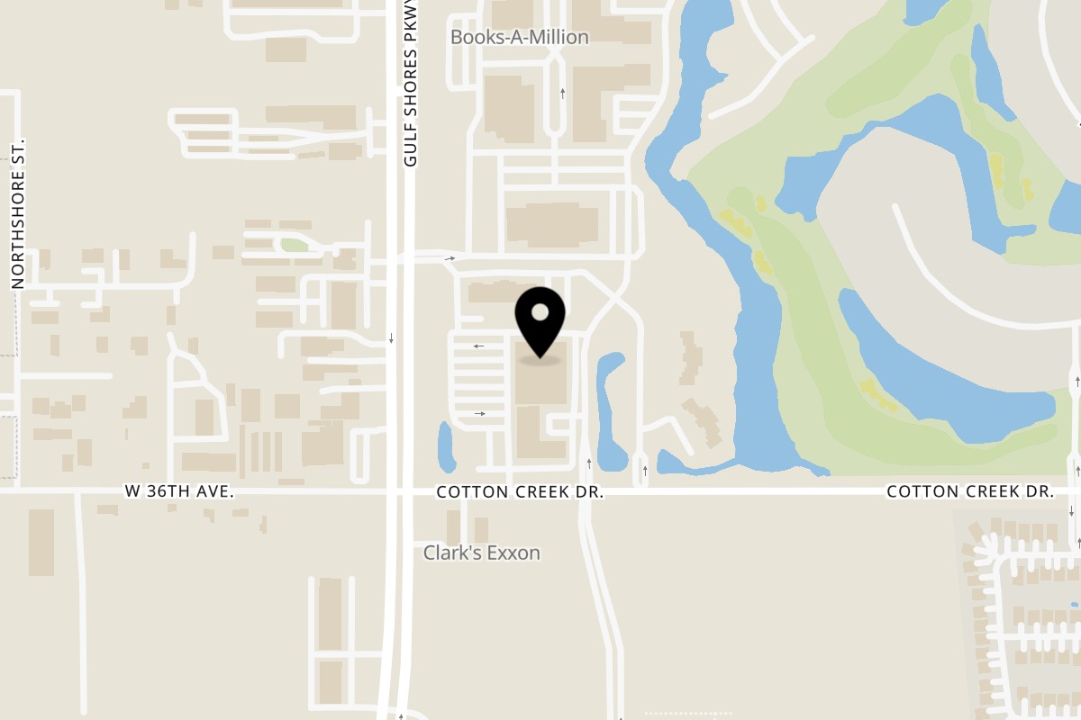 Map showing the location of MISO SEAFOOD on 160 Cotton Creek Dr ste 250 in Gulf Shores